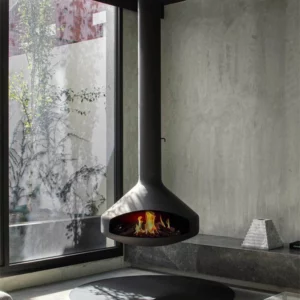 Chimenea de Gas Colgante ANDORRA – Acero Negro Ø100 cm
