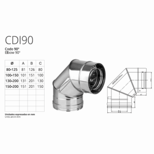 Codo concéntrico a 90 grados  en Acero Inoxidable 316