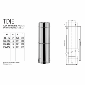Conducto concéntrico Extensible en Acero Inoxidable 316