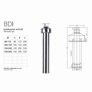 Sombrerete Vertical concéntrico en Acero Inoxidable 316